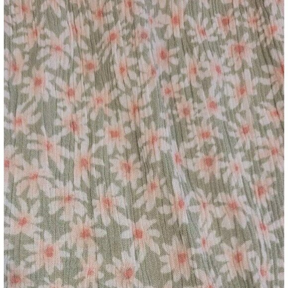 Hippie Rose Juniors Floral Skirt M Ruffle Hem Sage Green Pink Flowers Rayon - Picture 4 of 5